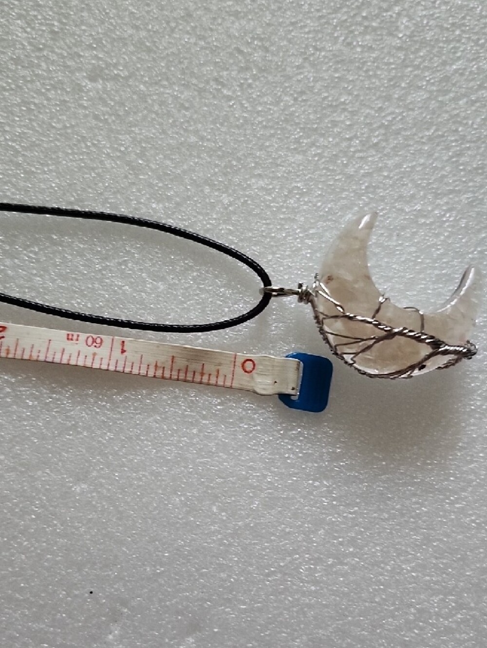 Hand Crafted Crescent Crystal Pendant Necklace - Clear - Picture 5 of 9